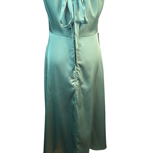 Hutch ModCloth Size 2 Tie-Back Midi Fit & Flare Green Satin Dress Lined Pockets - Picture 11 of 16